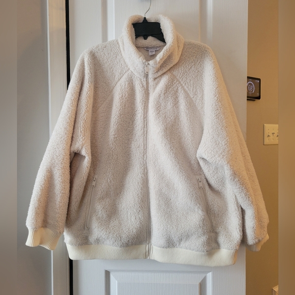 Athleta Tugga Sherpa Full Zip Warm Fleece Jacket Ivory Cream Plus Size 1X - Picture 3 of 11